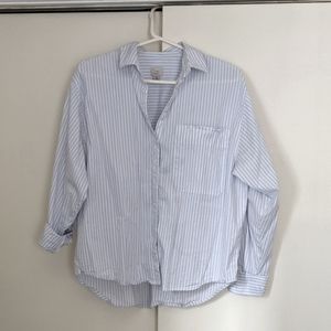 Boyfriend fit baby blue/white pinstripe button up